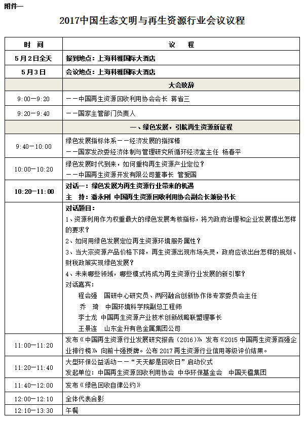 2017中国生态文明与再生资源行业会议